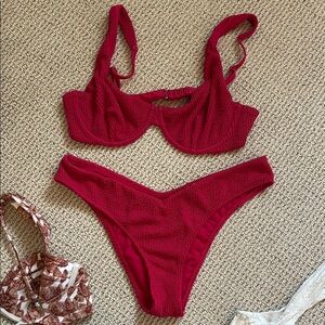 Pink Textured Bikini Set